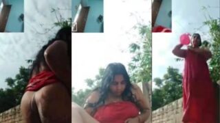 Bokep Desi Bhabhi Mandi Di Luar Sambil Crot Crot Di Video Call, Nikmatin Kontol Basah