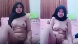 Viral Si Abg Jilbab Hitam, Tangan Genit Meremas Toket Sendiri Sambil Erotis