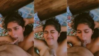 Ceweknya Dijilat Mulut Sama Pacar, Maninya Muncrat Di Muka Pas Ngomong Hindi